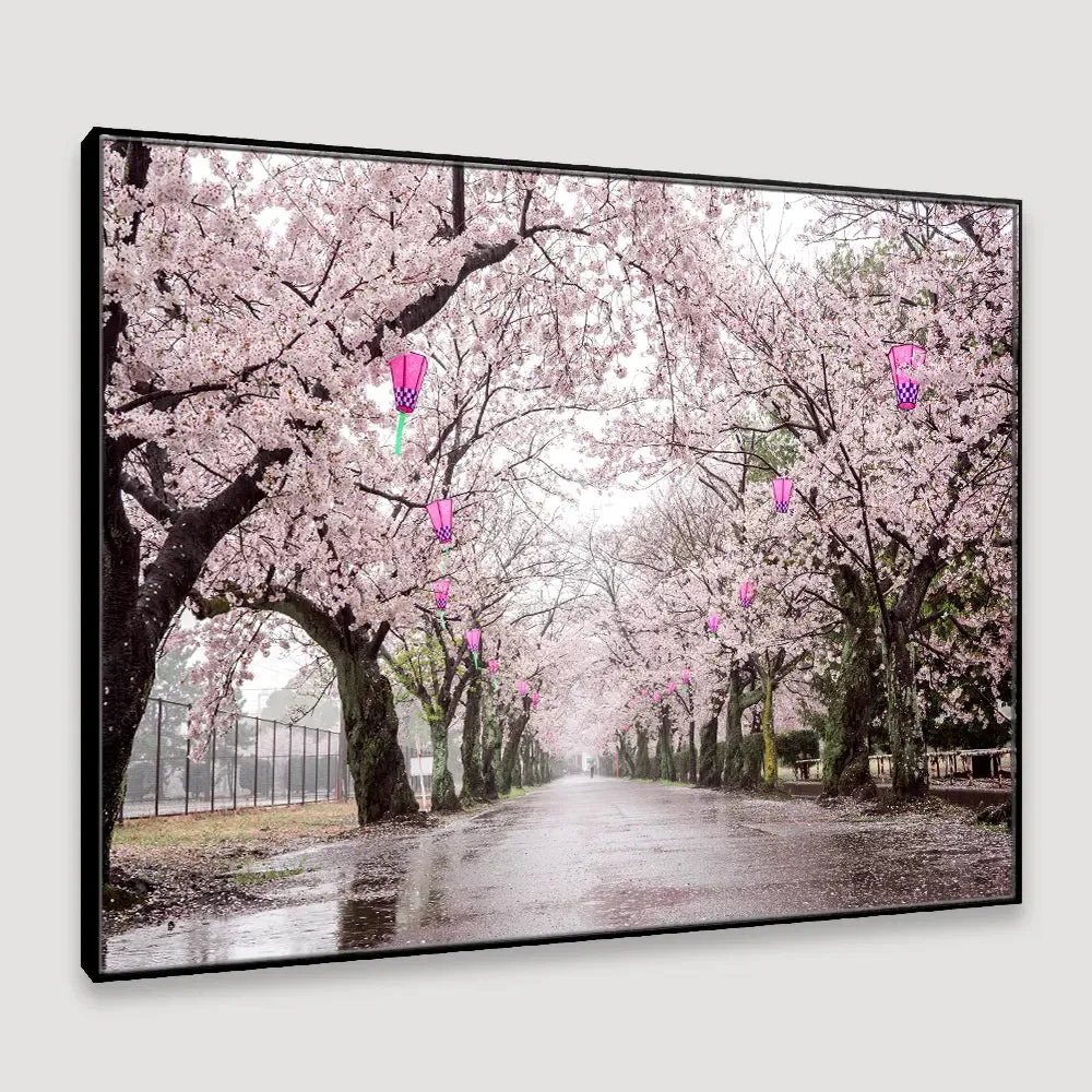 Dreamy Sakura Street Framed Wall art With Floating Frame