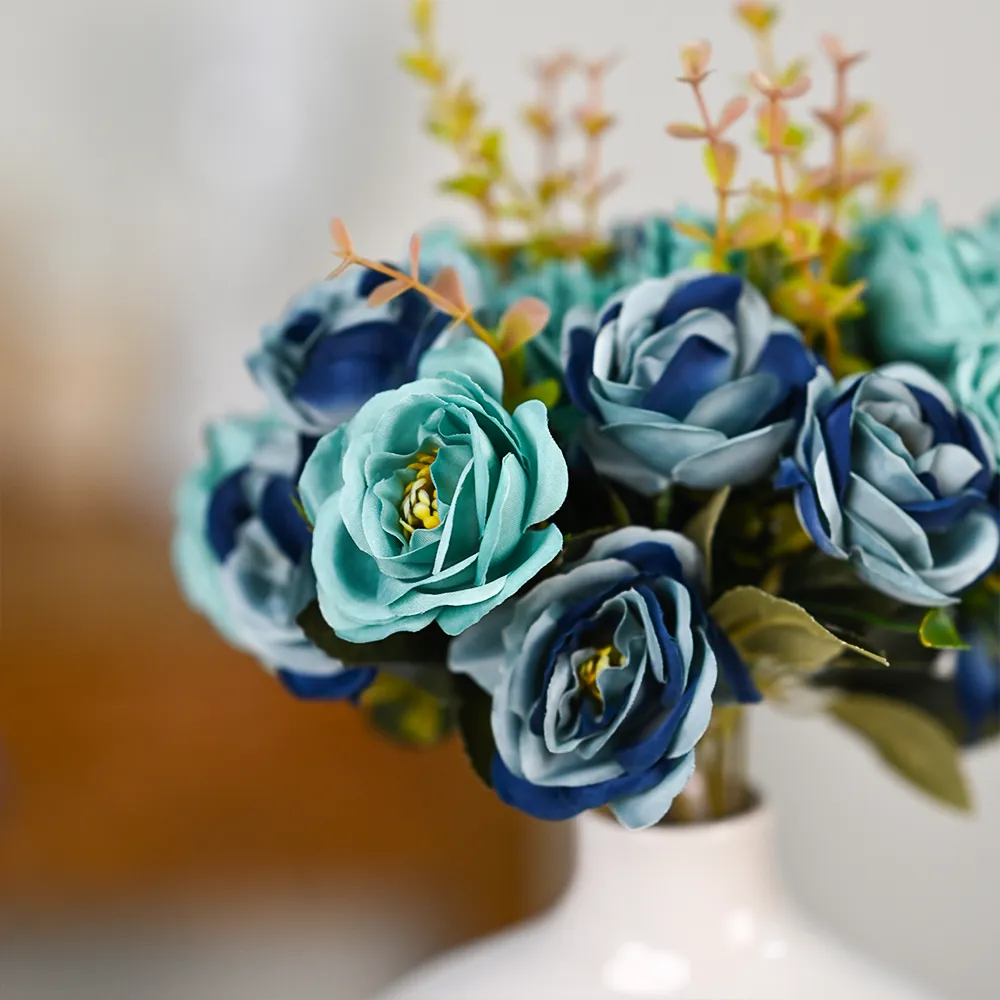 Dreamy Shades Of Blue Artificial Rose Bunch Set Of 2