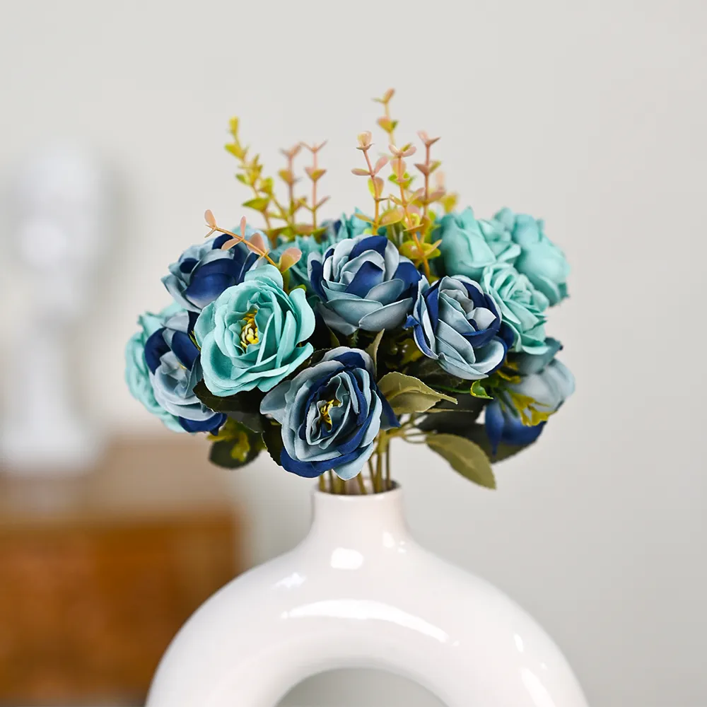 Dreamy Shades Of Blue Artificial Rose Bunch Set Of 2