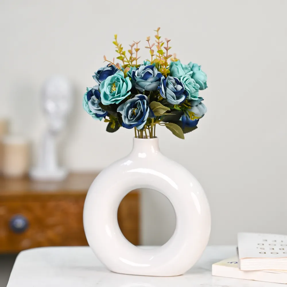 Dreamy Shades Of Blue Artificial Rose Bunch Set Of 2