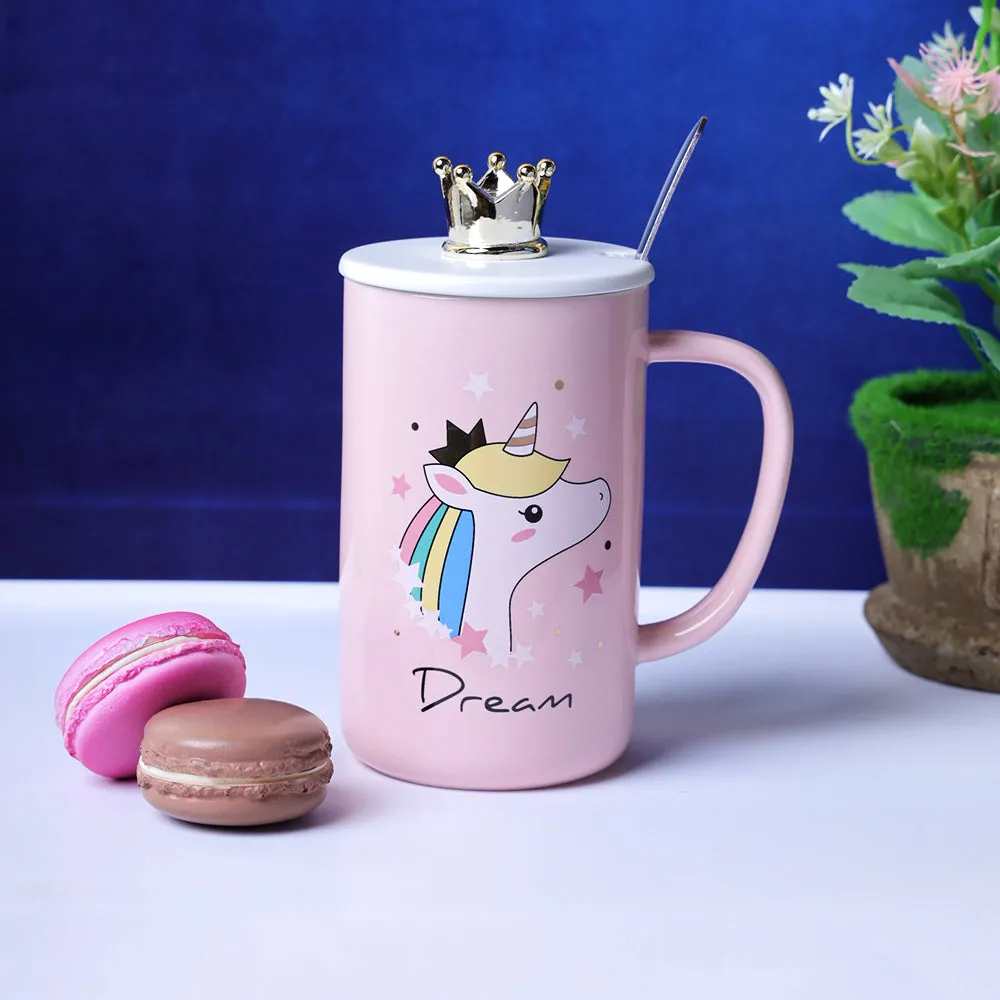 Dreamy Unicorn Pastel Pink Mug With Lid