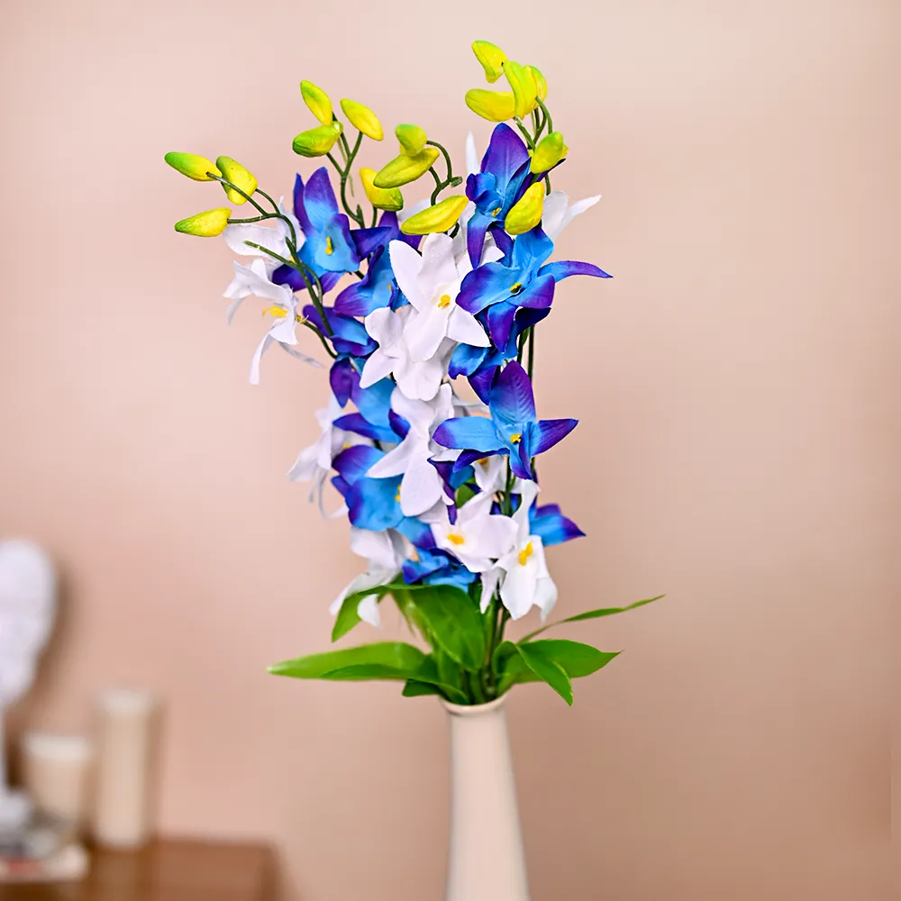 Dreamy White & Blue Artificial Orchid Bunch Combo