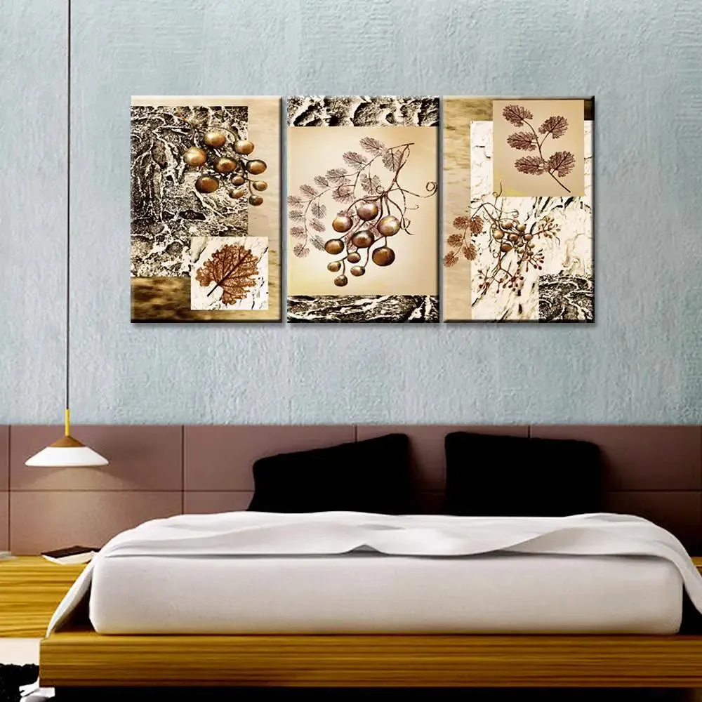Dried Flower &amp; leaves 3 Pieces Canvas Printed Painting