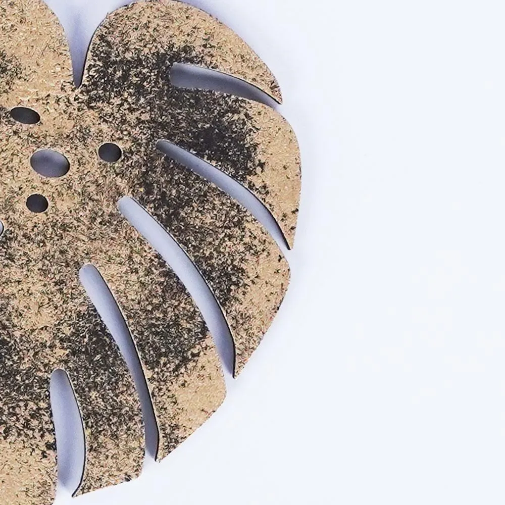 Dried Leaves Wooden Coasters Set Of 6