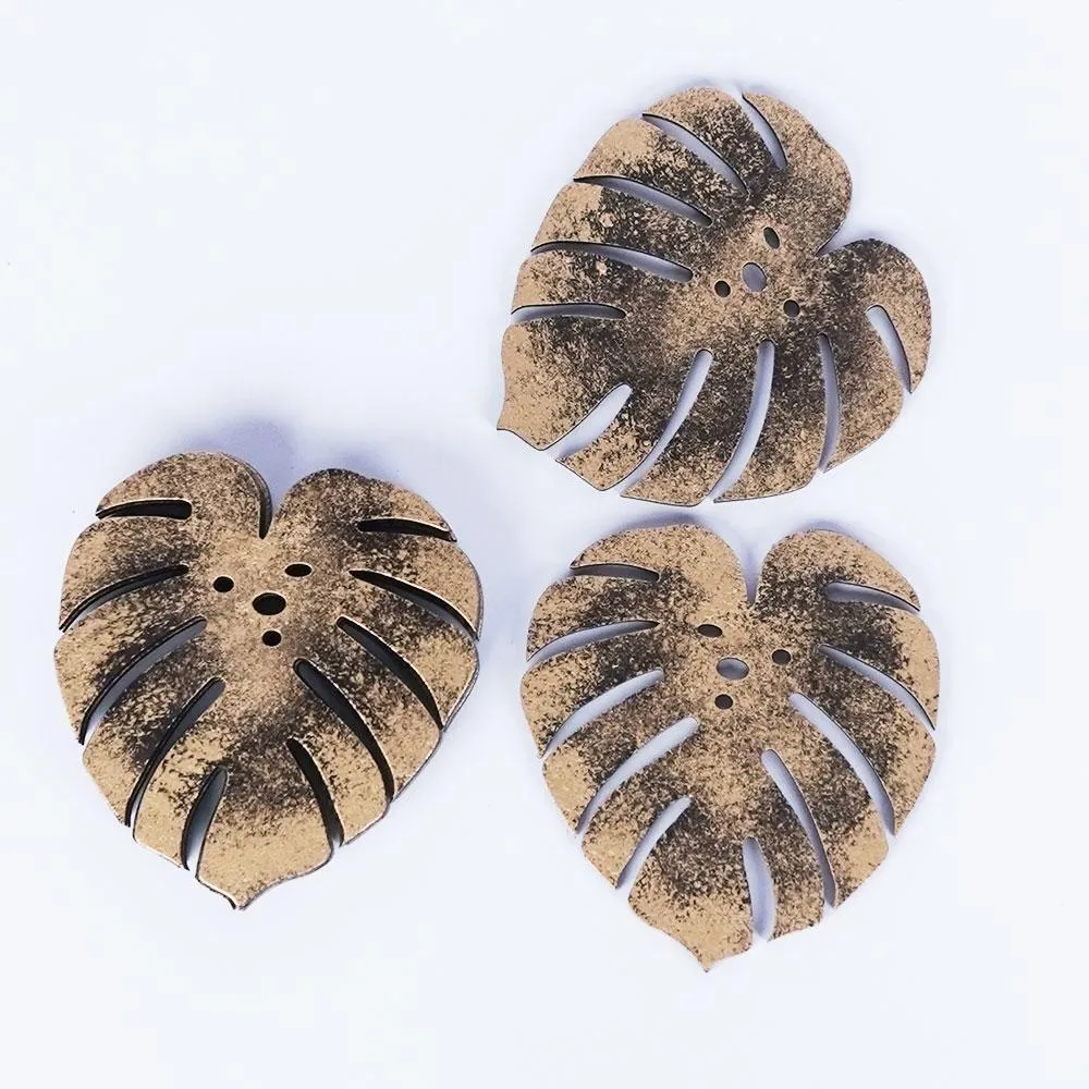 Dried Leaves Wooden Coasters Set Of 6