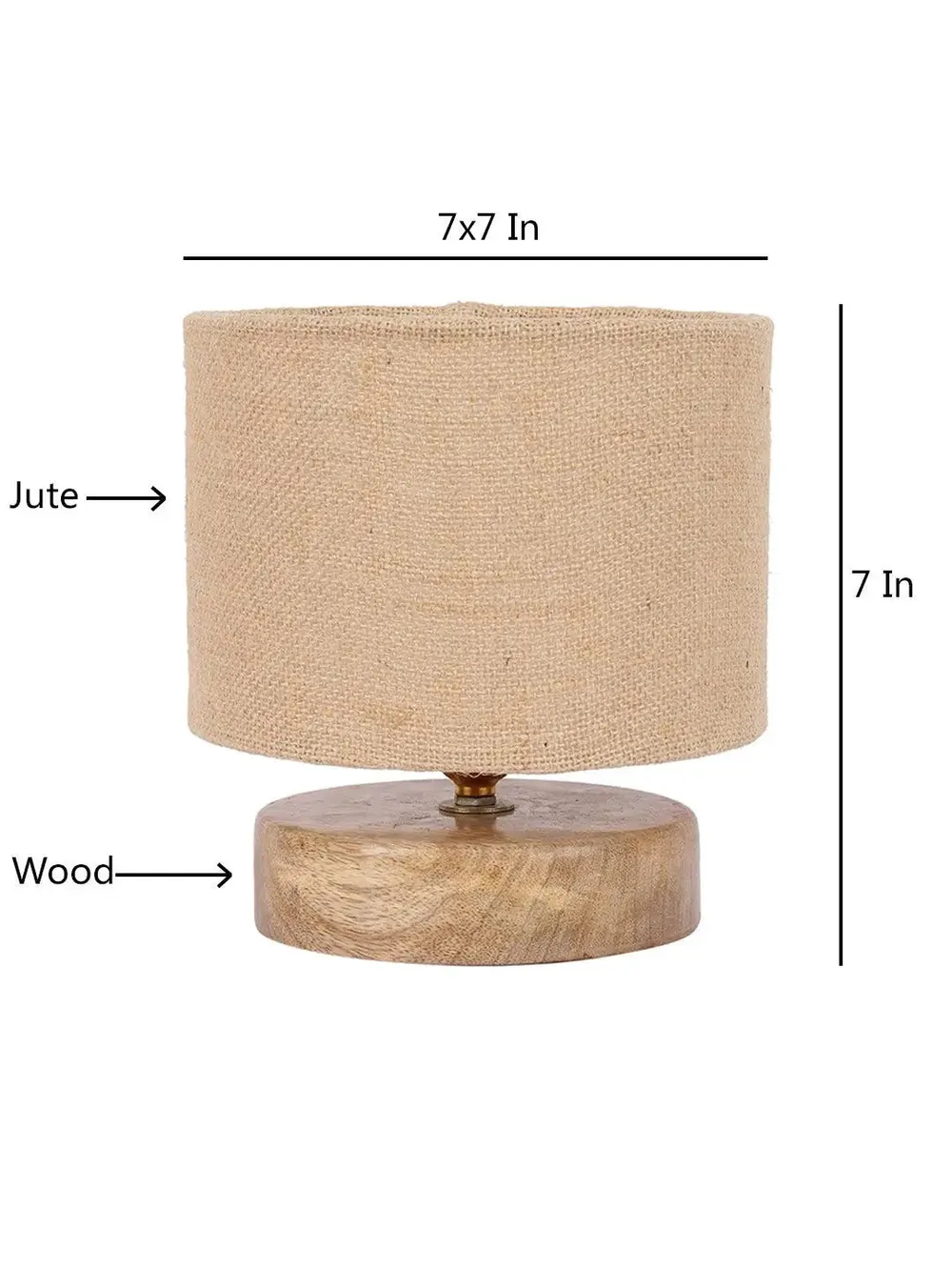 Drum Designer Beige Jute Shade Table Lamp with Wood Base
