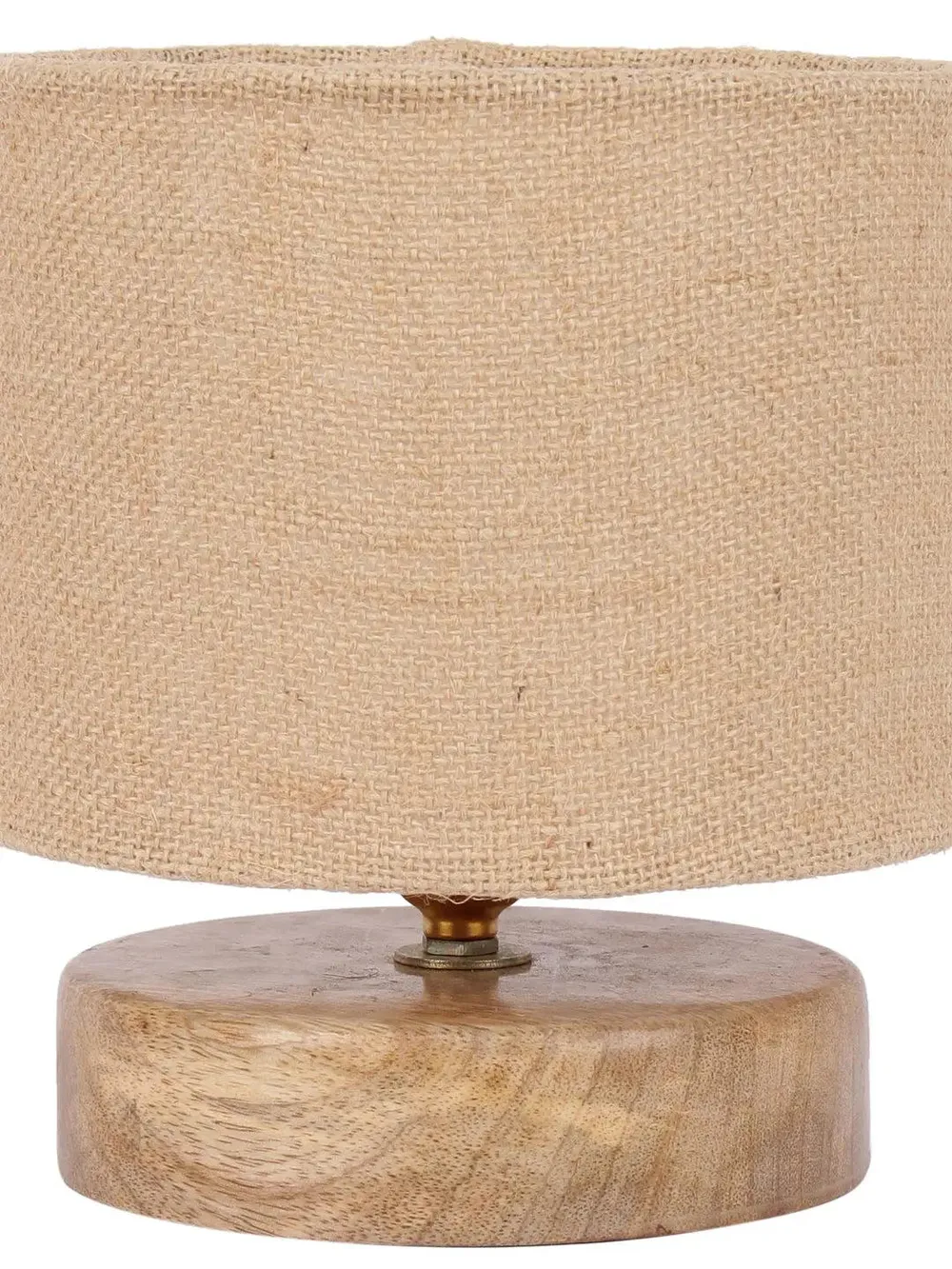 Drum Designer Beige Jute Shade Table Lamp with Wood Base