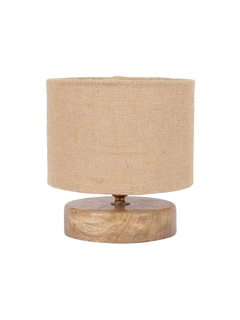 Drum Designer Beige Jute Shade Table Lamp with Wood Base