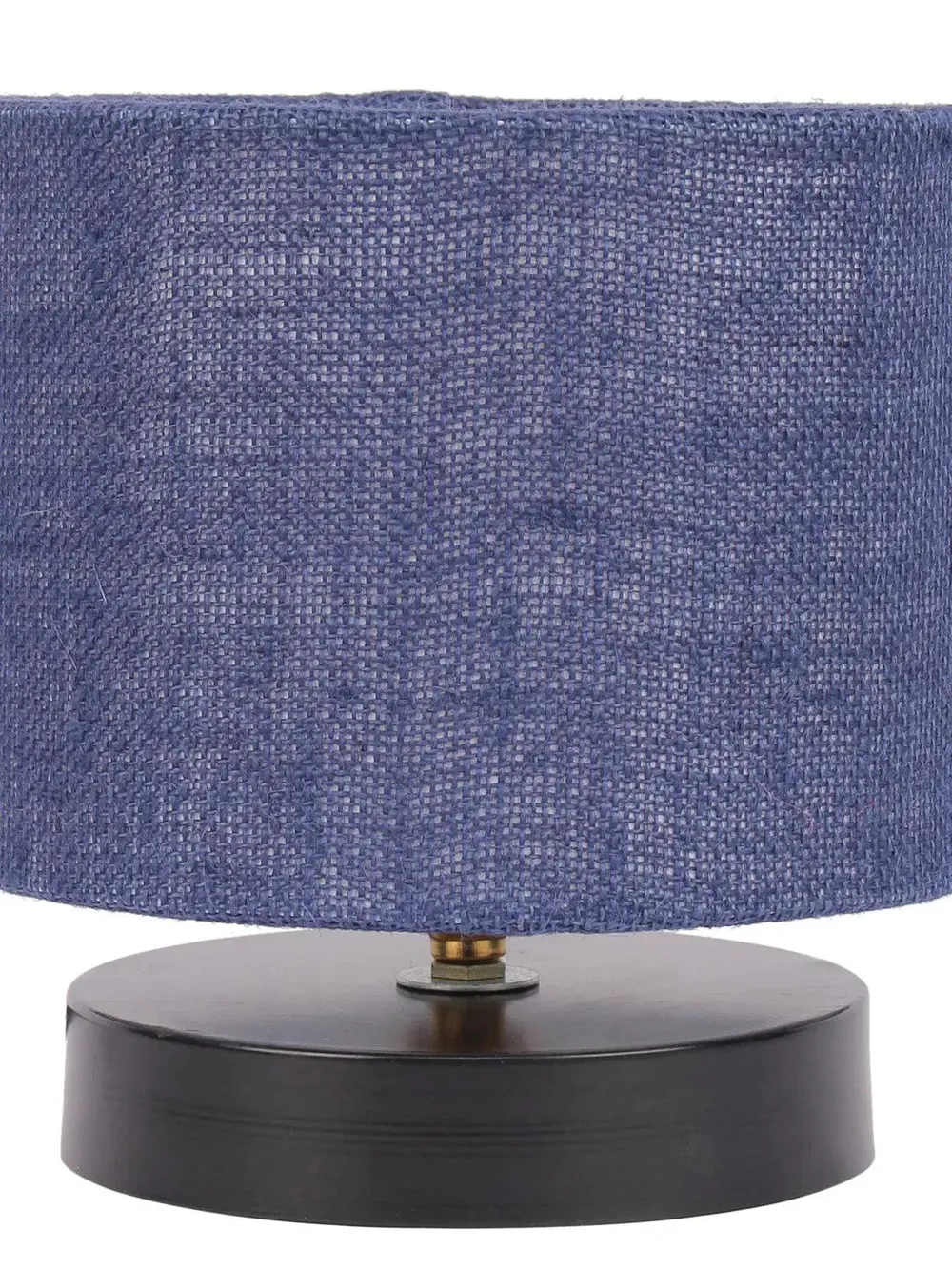 Drum Designer Blue Jute Shade Table Lamp with Black Base