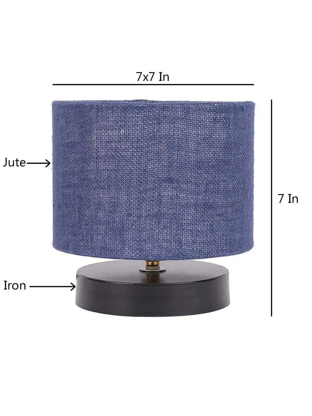 Drum Designer Blue Jute Shade Table Lamp with Black Base