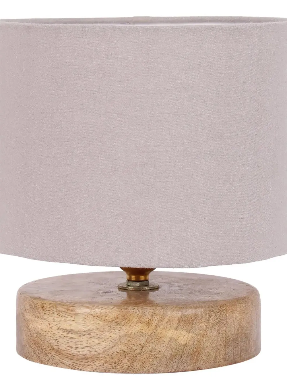 Drum Designer Grey Cotton Shade Table Lamp with Wood Base
