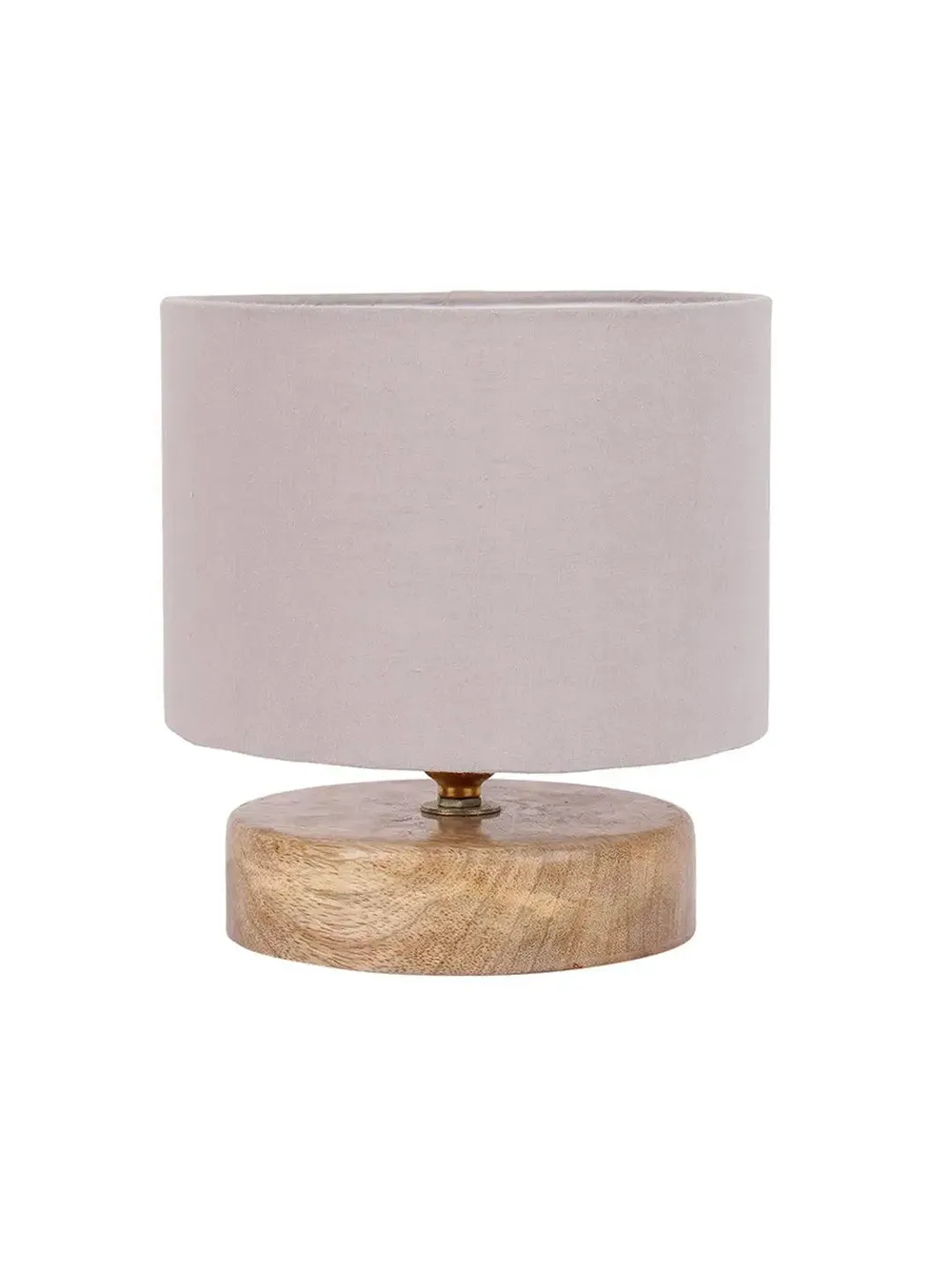 Drum Designer Grey Cotton Shade Table Lamp with Wood Base