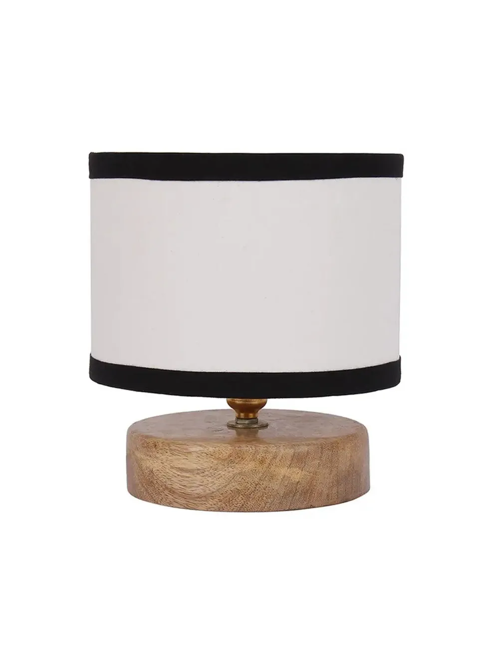 Drum Designer Multicolor Cotton Shade Table Lamp with Wood Base