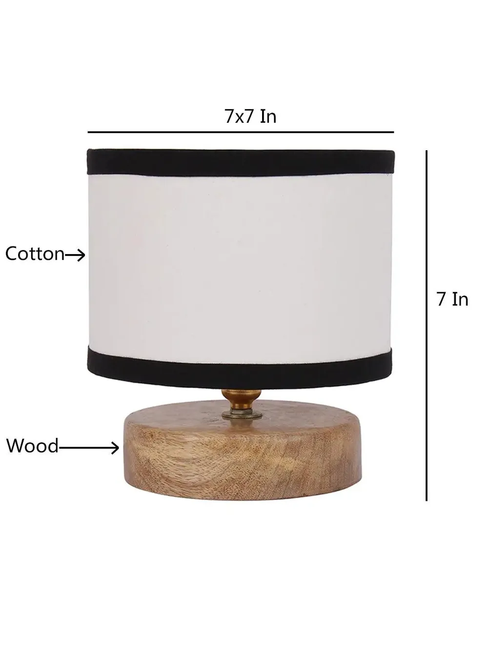 Drum Designer Multicolor Cotton Shade Table Lamp with Wood Base