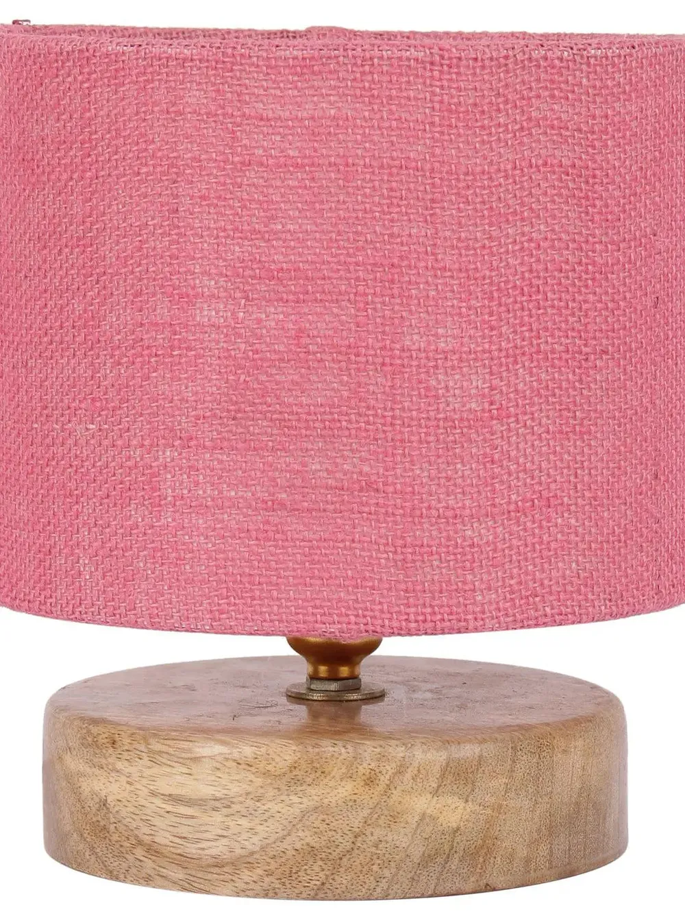Drum Designer Pink Jute Shade Table Lamp with Wood Base