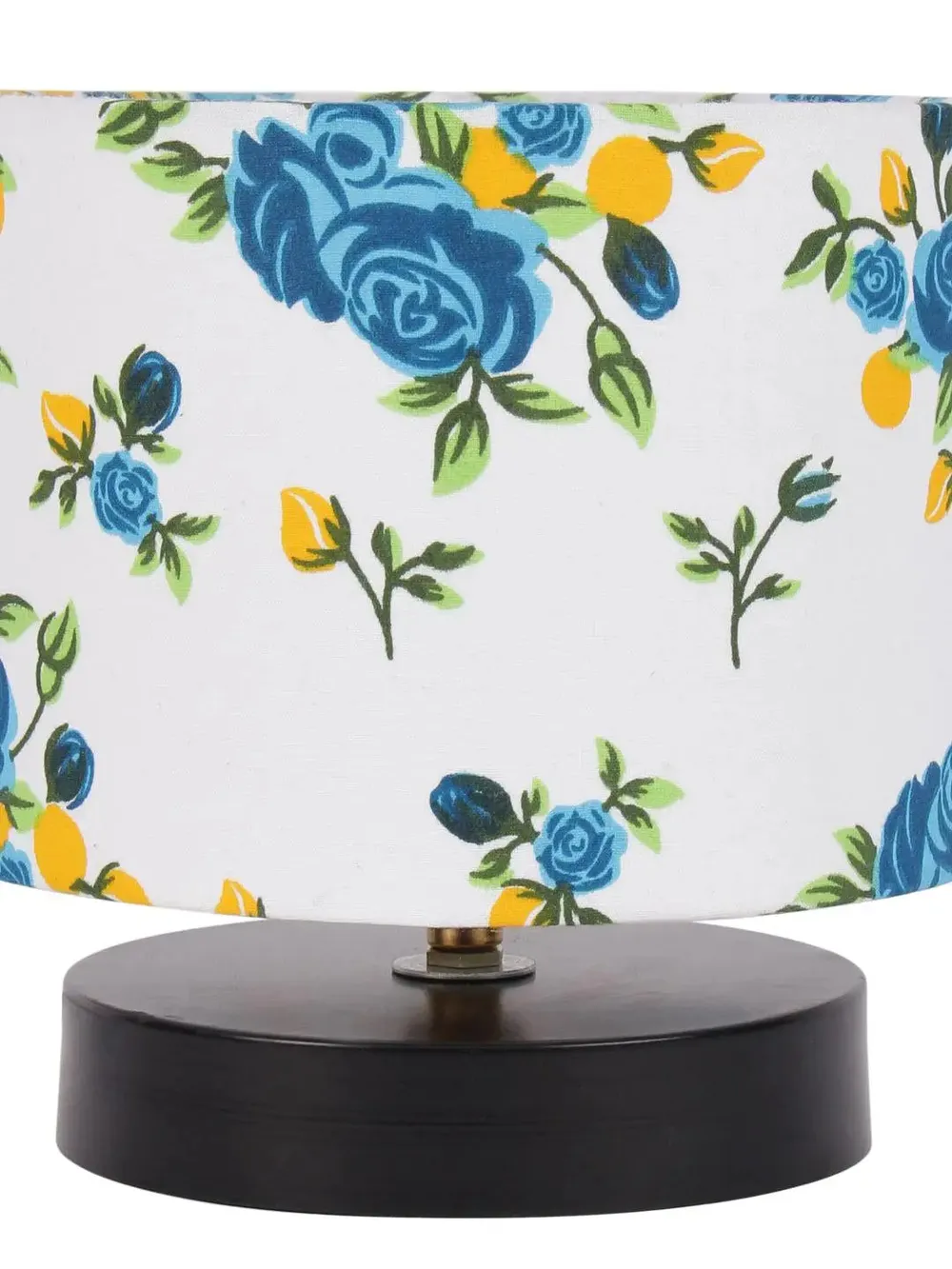 Drum Designer Printed Cotton Shade Table Lamp with Black Base