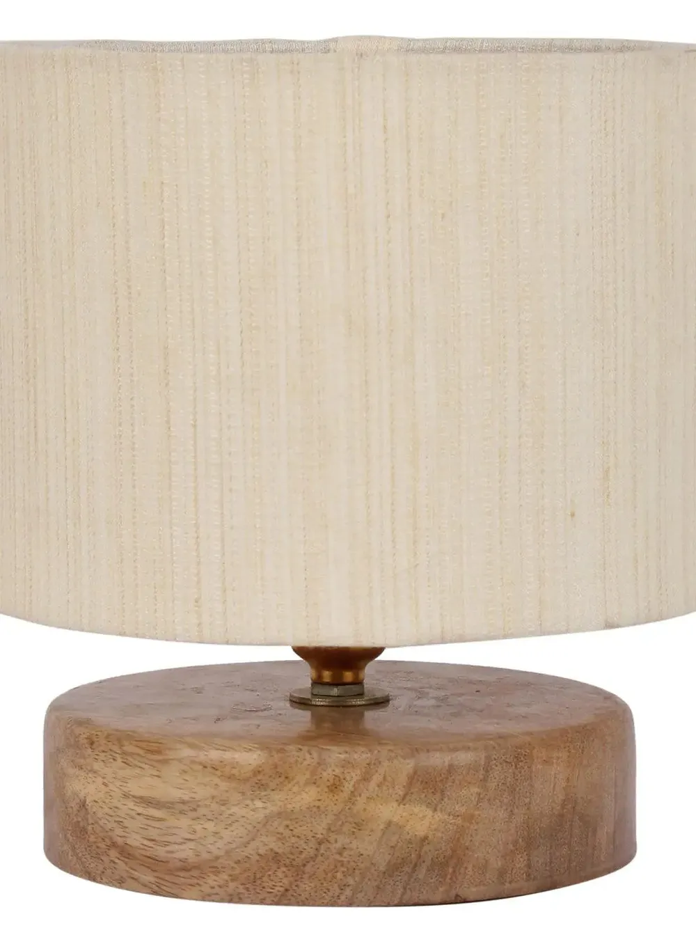 Drum Designer White Cotton Shade Table Lamp with Wood Base