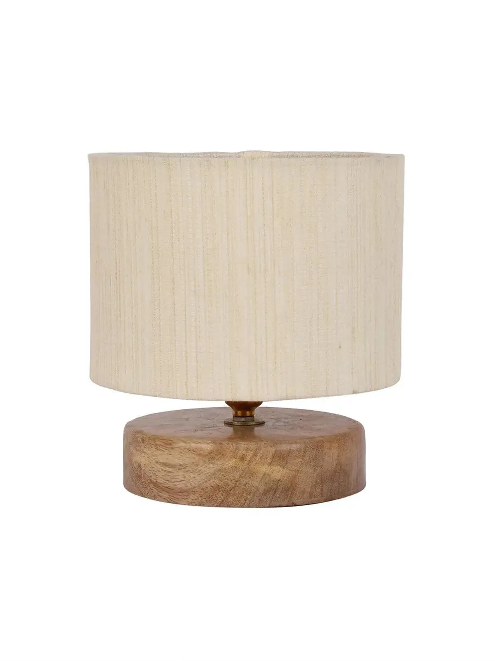 Drum Designer White Cotton Shade Table Lamp with Wood Base