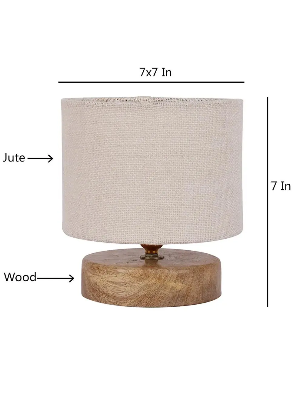 Drum Designer White Jute Shade Table Lamp with Wood Base