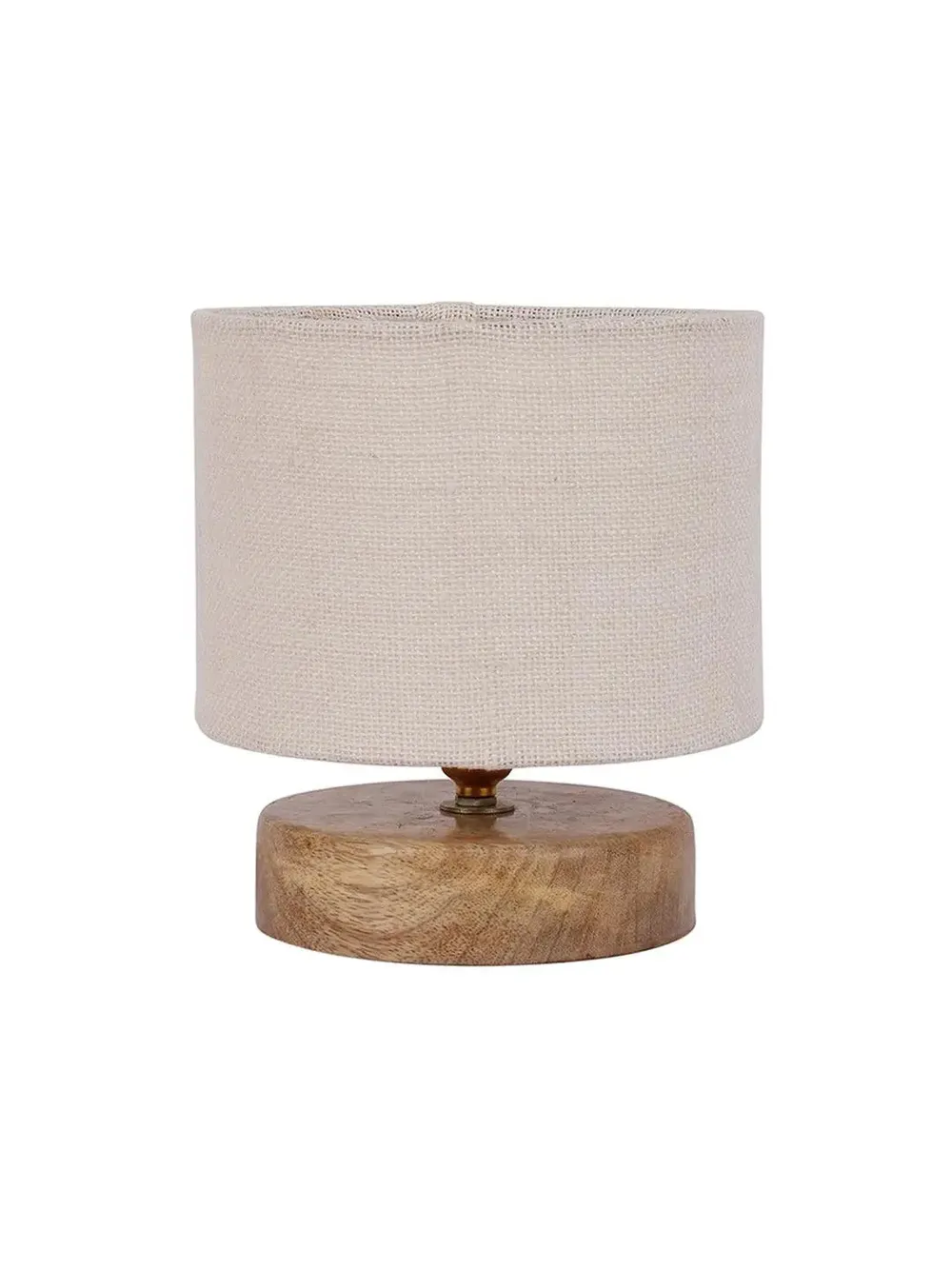 Drum Designer White Jute Shade Table Lamp with Wood Base