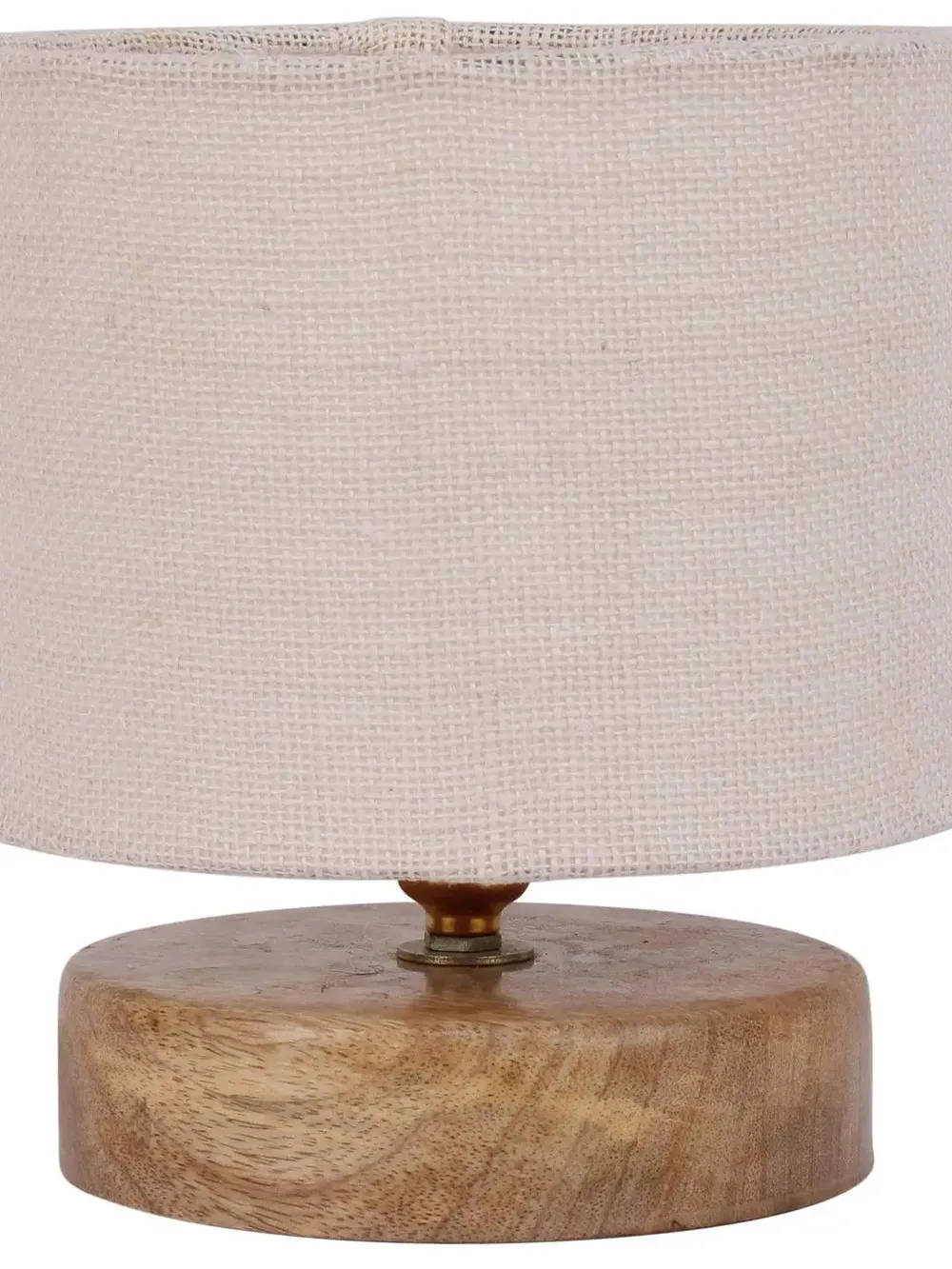 Drum Designer White Jute Shade Table Lamp with Wood Base