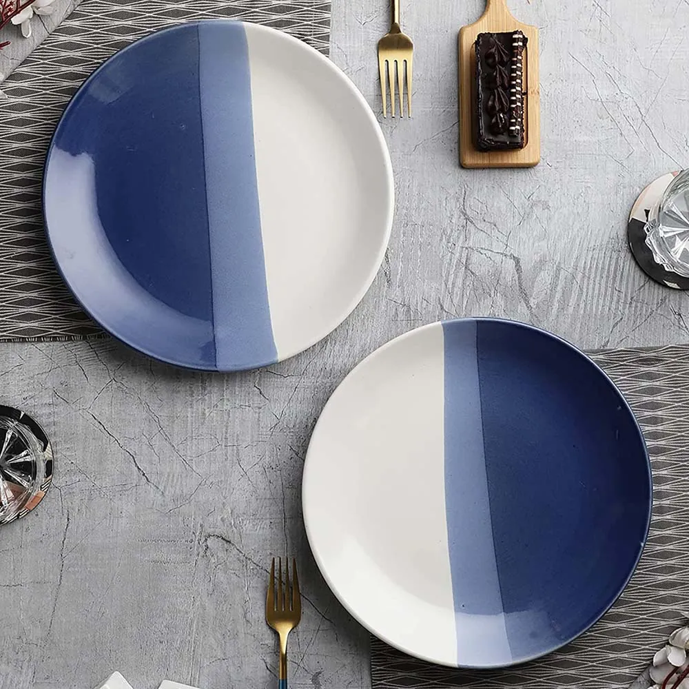 Dual Toned Designer Ceramic Dinner Plates Set Of 2
