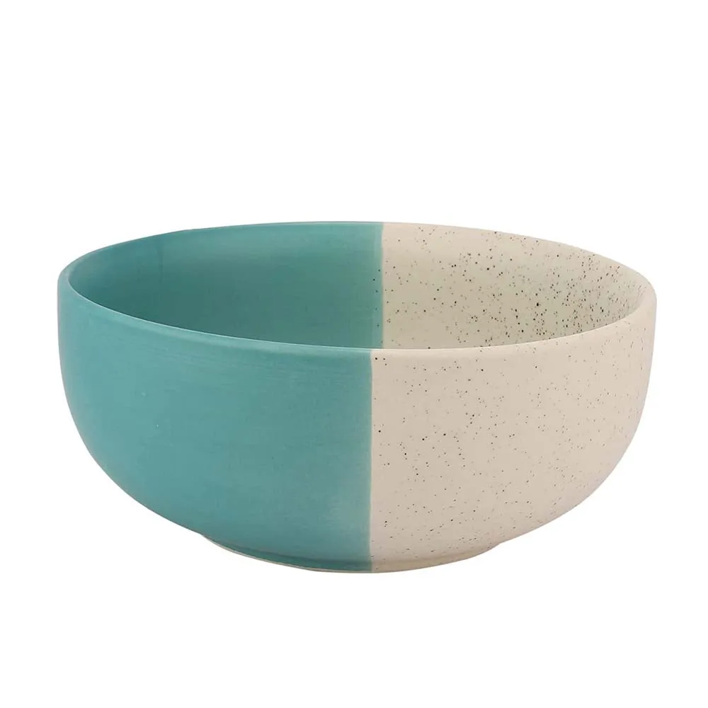 Dual Toned Teal & White Ceramic Bowls Set Of 4