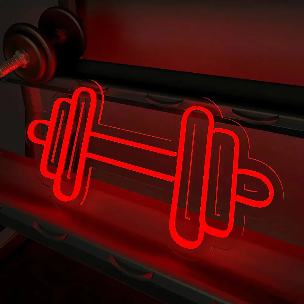 Dumble-shaped LED Neon Light for Gym Wall Decor Red