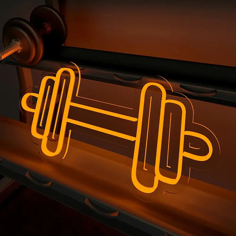 Dumble-shaped LED Neon Light for Gym Wall Decor Red