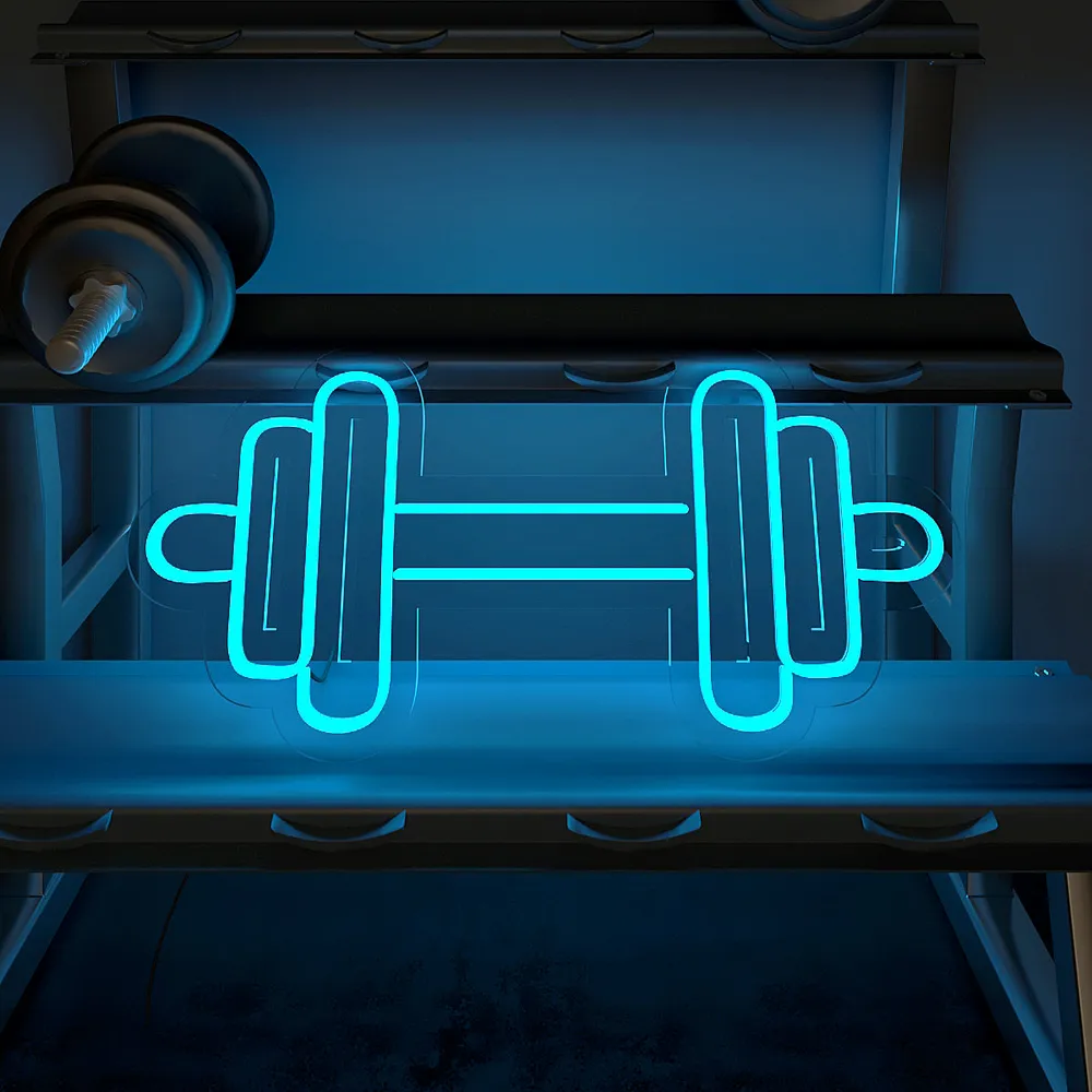 Dumble-shaped LED Neon Light for Gym Wall Decor Red