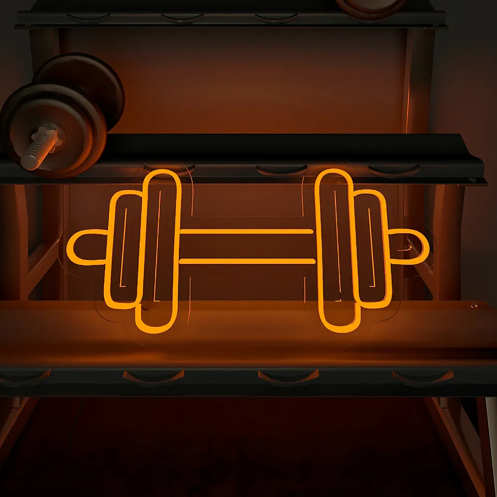 Dumble-shaped LED Neon Light for Gym Wall Decor Red