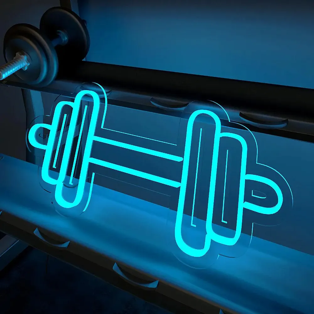 Dumble-shaped LED Neon Light for Gym Wall Decor Red