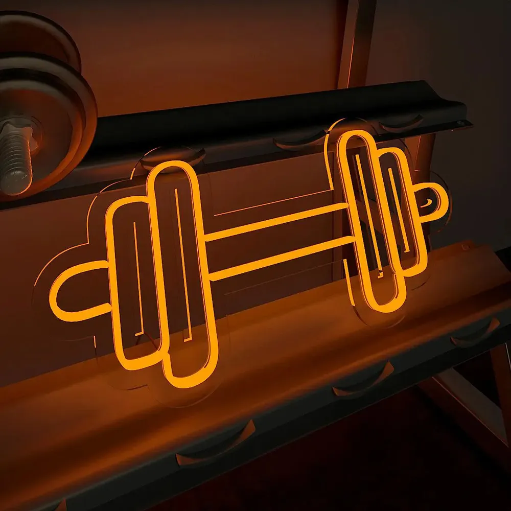 Dumble-shaped LED Neon Light for Gym Wall Decor Red