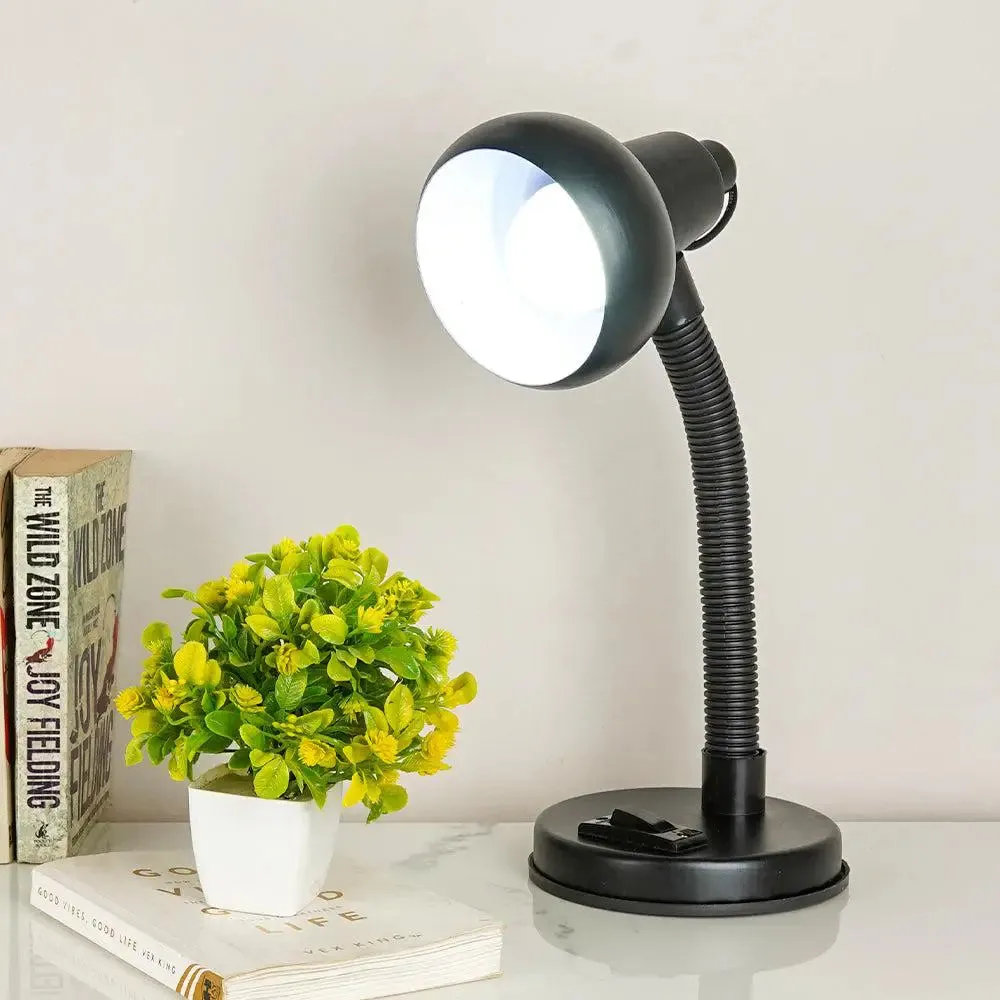 Durable Adjustable Neck Black Mini Study Lamp with Sturdy Round Base