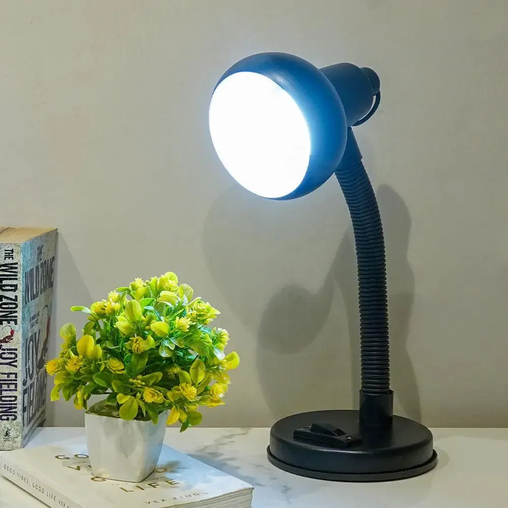 Durable Adjustable Neck Black Mini Study Lamp with Sturdy Round Base
