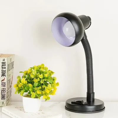 Durable Adjustable Neck Black Mini Study Lamp with Sturdy Round Base