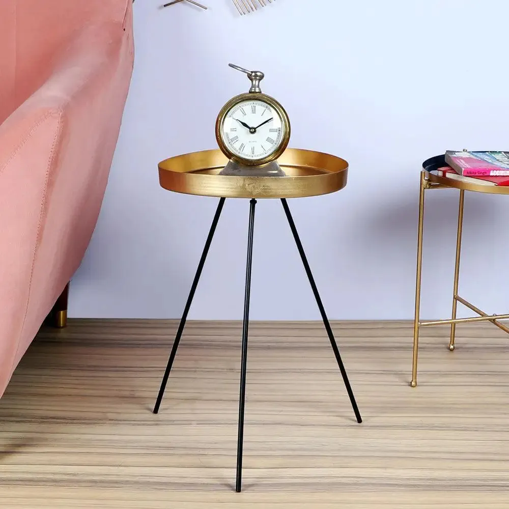 Durable Gold & Black Detachable Table Corner Table for Living Room