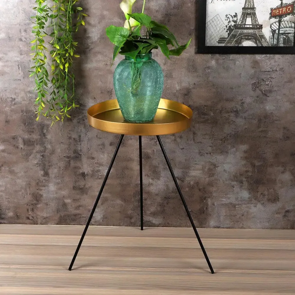 Durable Gold & Black Detachable Table Corner Table for Living Room