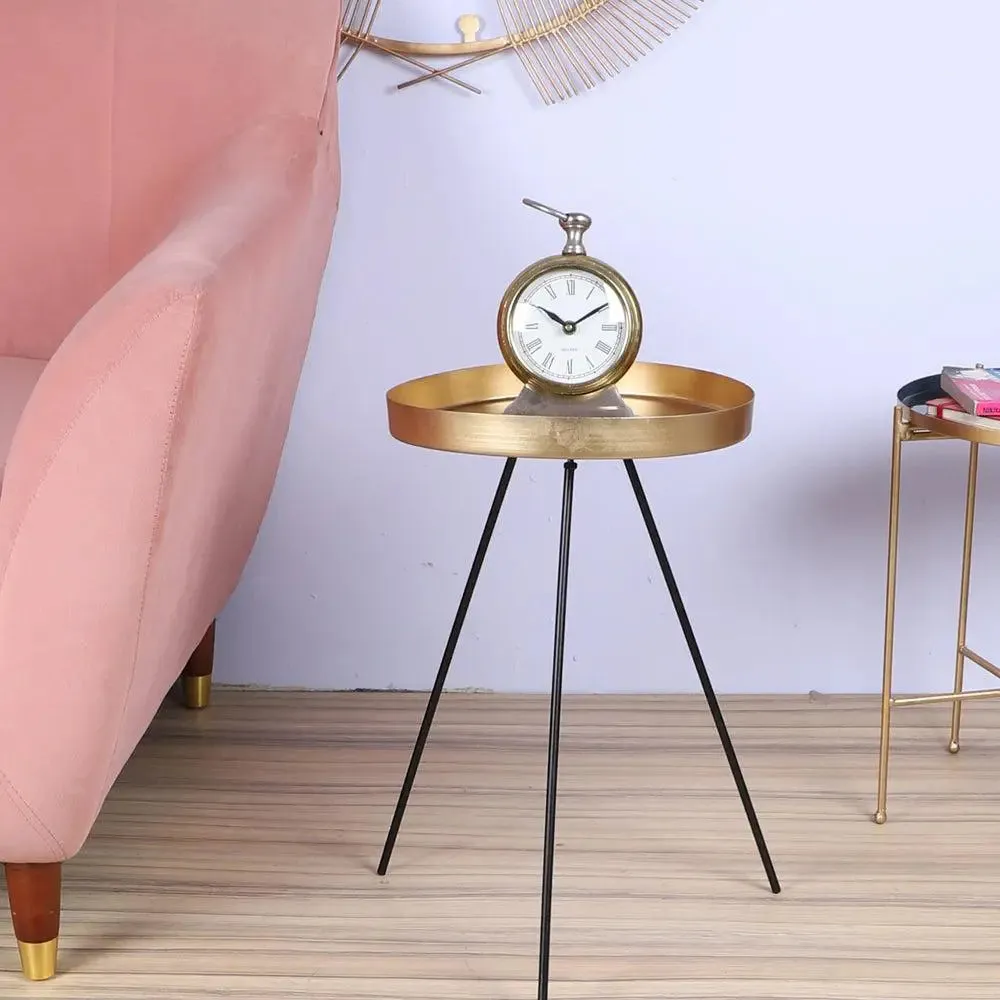 Durable Gold & Black Detachable Table Corner Table for Living Room