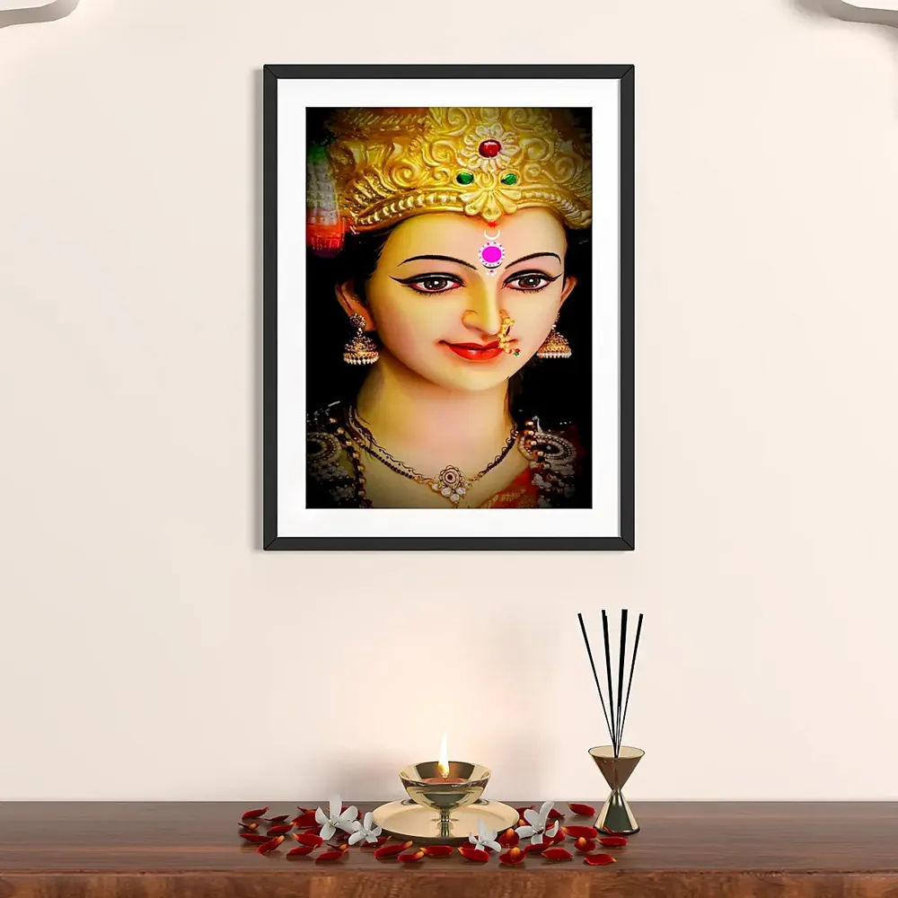 Durga Maa Beautiful Face Framed Wall Painting A4