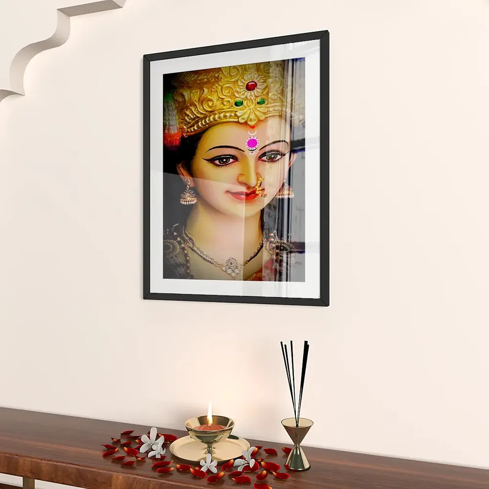 Durga Maa Beautiful Face Framed Wall Painting A4