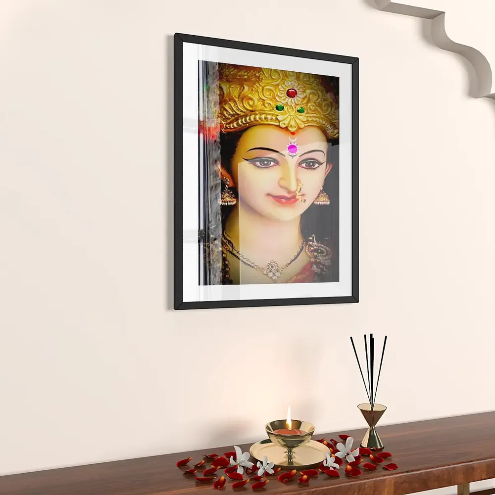 Durga Maa Beautiful Face Framed Wall Painting A4