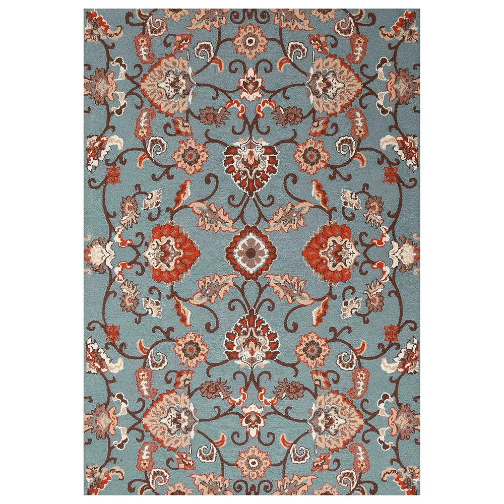 Dusty Blue Traditional Print Hand Tufted Wool Carpet for Living Room 4X6
