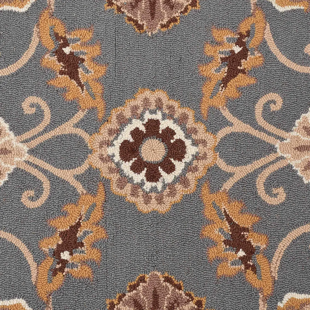 Dusty Grey Traditional Print Hand Tufted Wool Carpet for Living Room 4X6