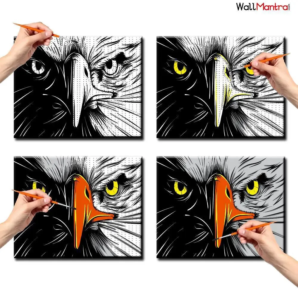 Eagle Face Colourful DIY(Do-It-Yourself)/ Paint by numbers canvas painting kit