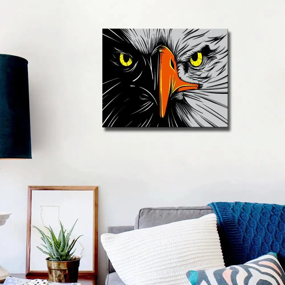 Eagle Face Colourful DIY(Do-It-Yourself)/ Paint by numbers canvas painting kit