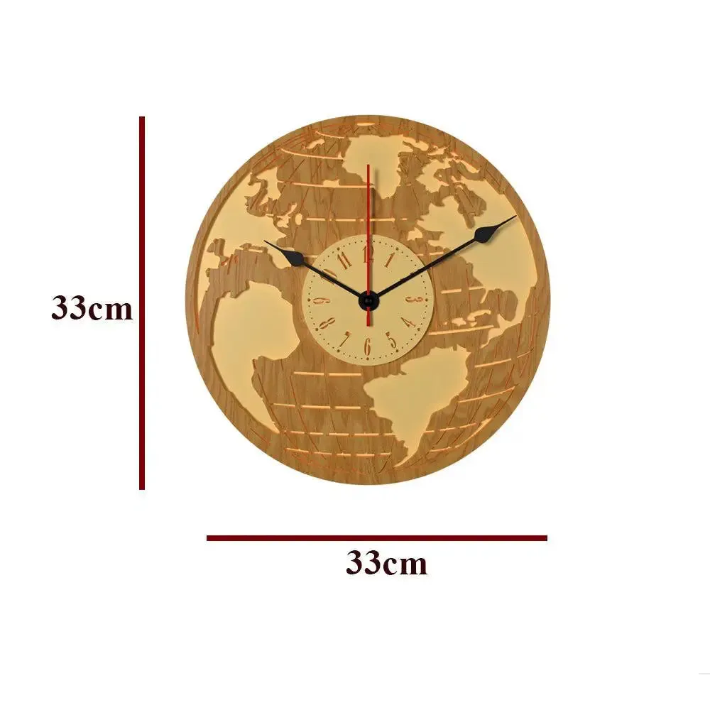 Earth Design Dual Layer Wooden Wall Clock