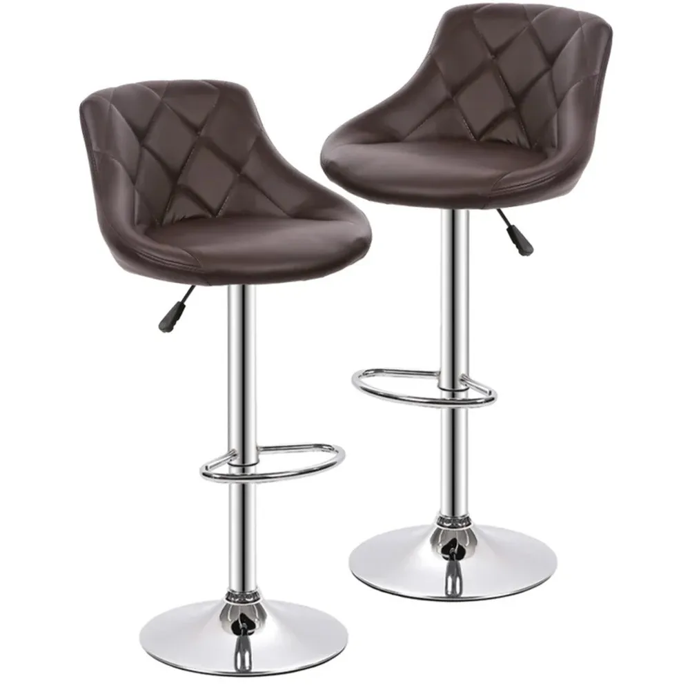 Easy Back Rest Coral Brown Comfy Leatherette Bar Stool / Long Chair Single Chair