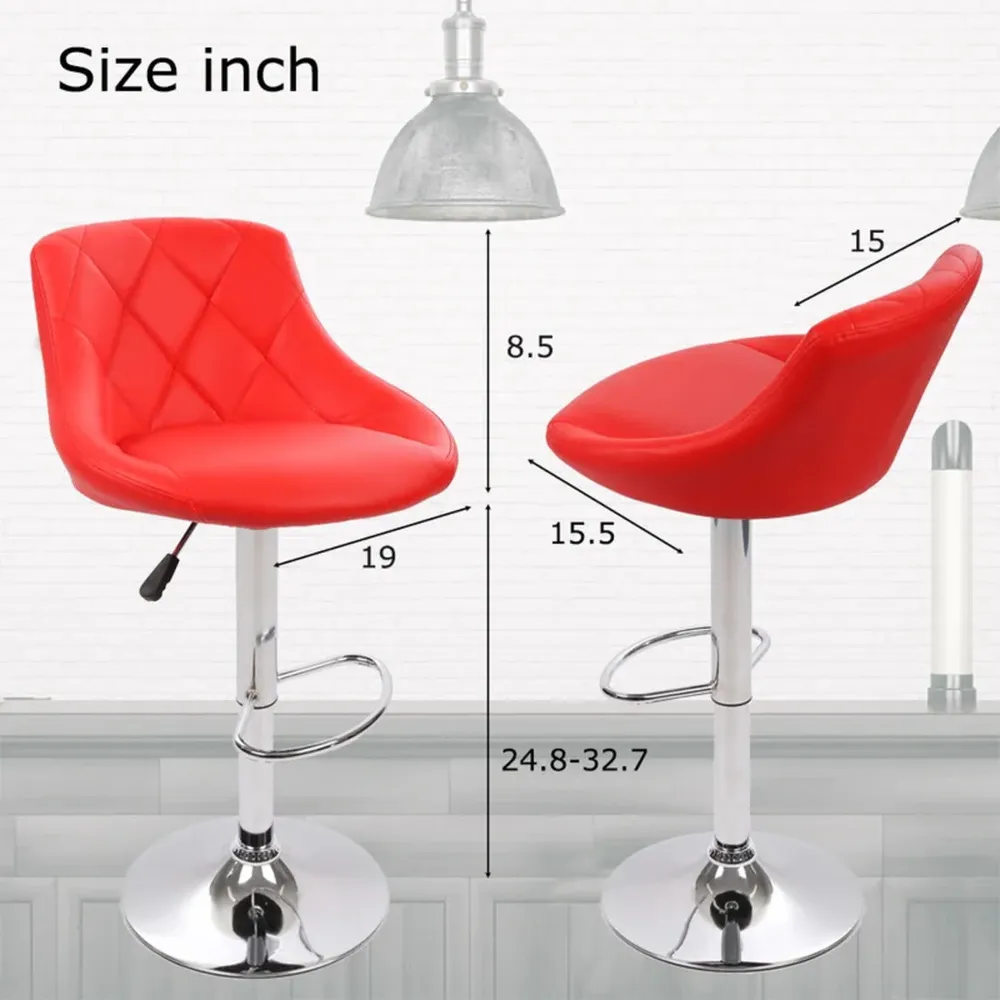 Easy Back Rest Coral Red Comfy Leatherette Bar Stool / Long Chair Single Chair