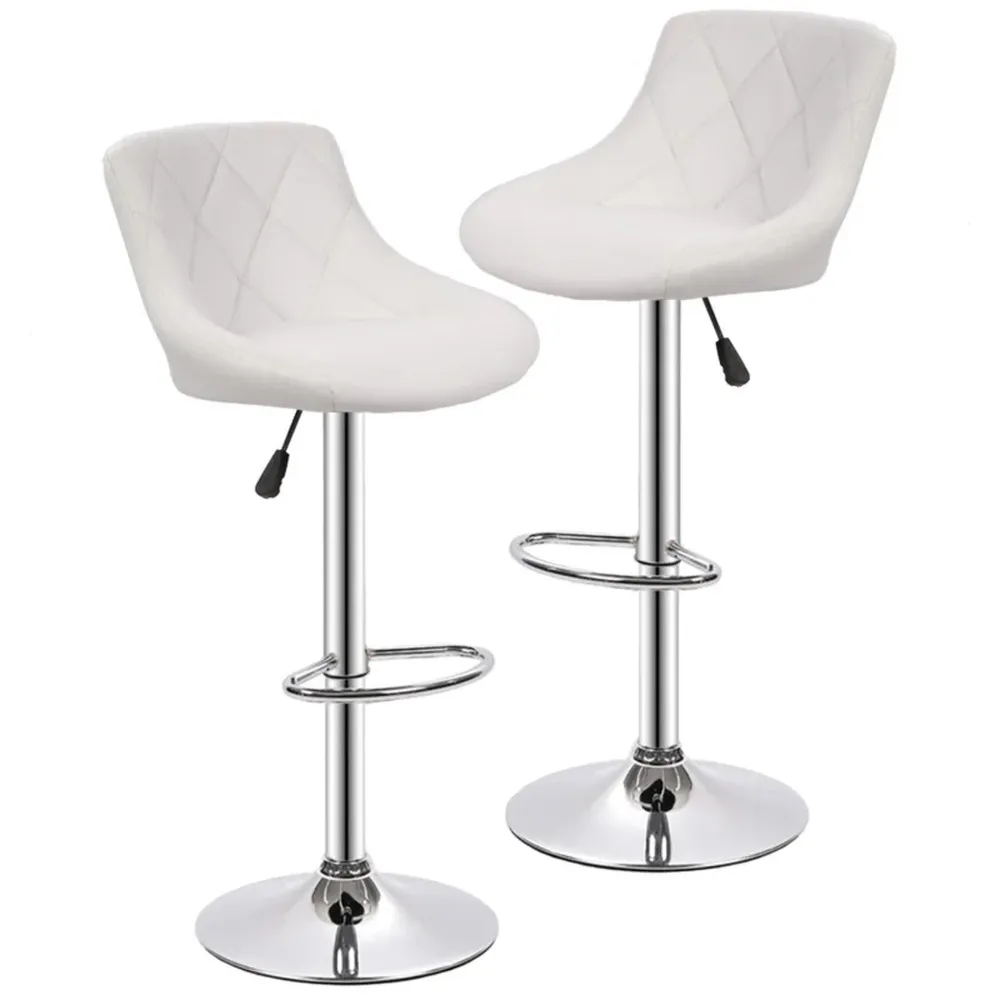 Easy Back Rest White Comfy Leatherette Bar Stool / Long Chair Single Chair
